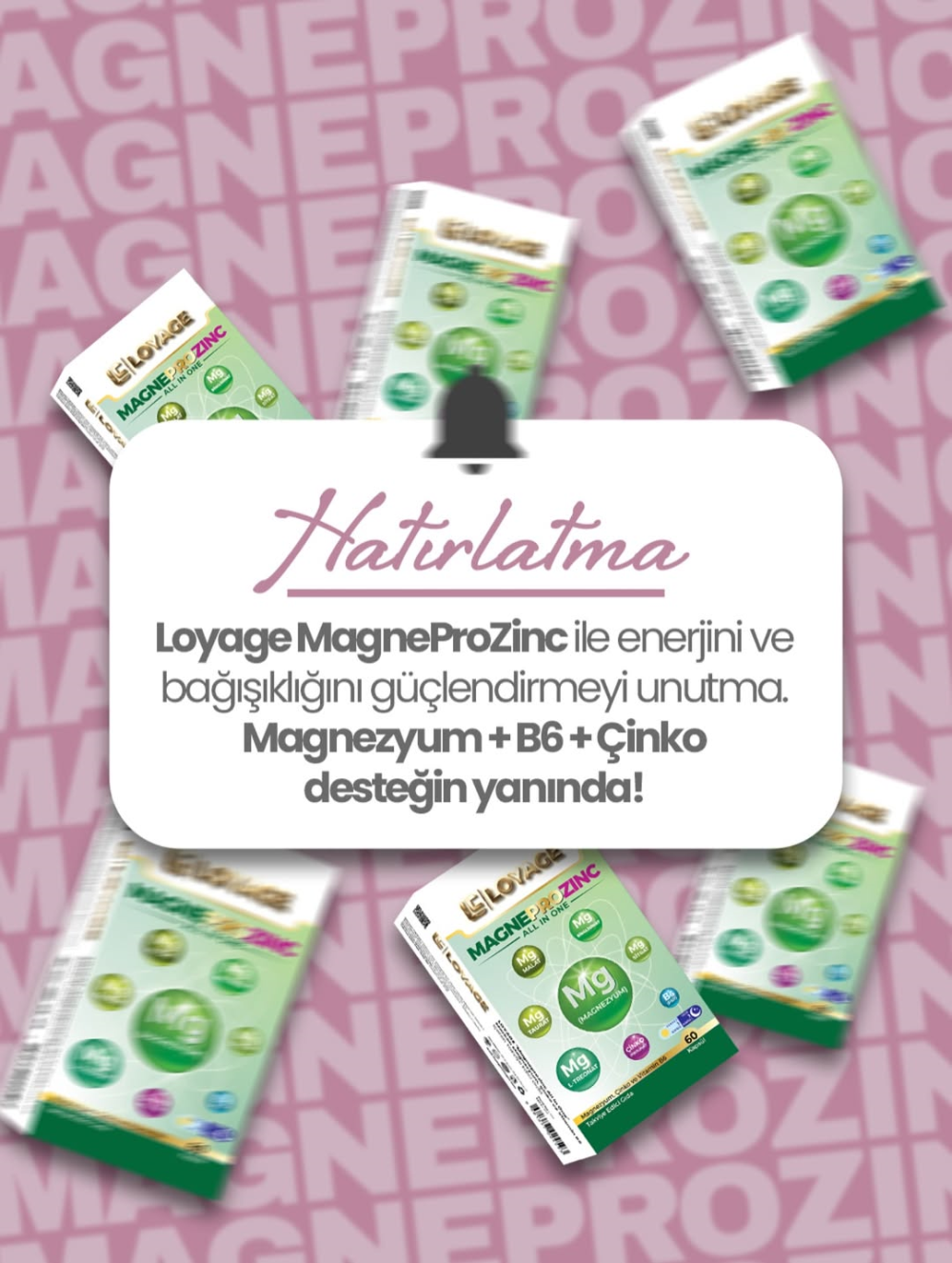 Magnezyum Magneprozinc All in One Magnezyum, Çinko ve Vitamin B6 İçeren Takviye Edici Gıda 60 Kapsül